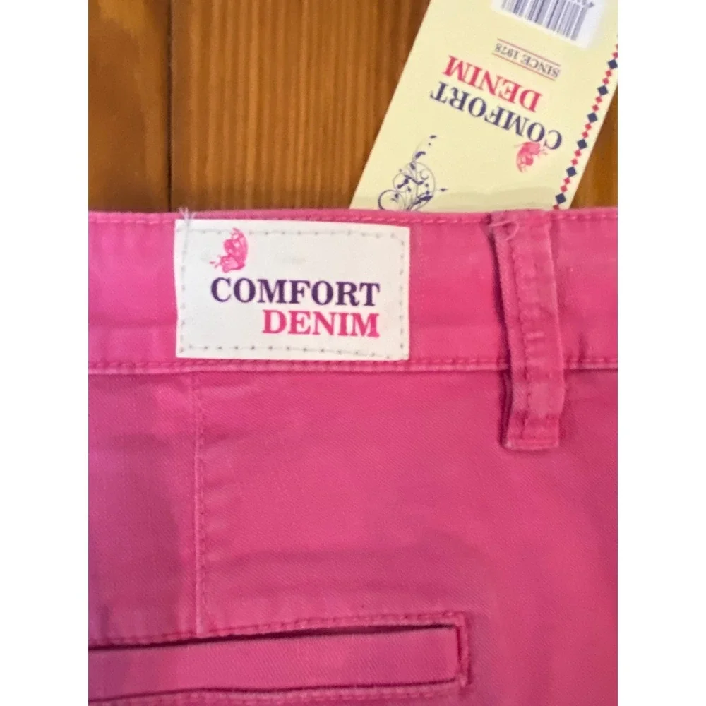 Comfort Denim Pink Cropped Pants‎ Womens Size 10 Capris Mid Rise Stretch New
